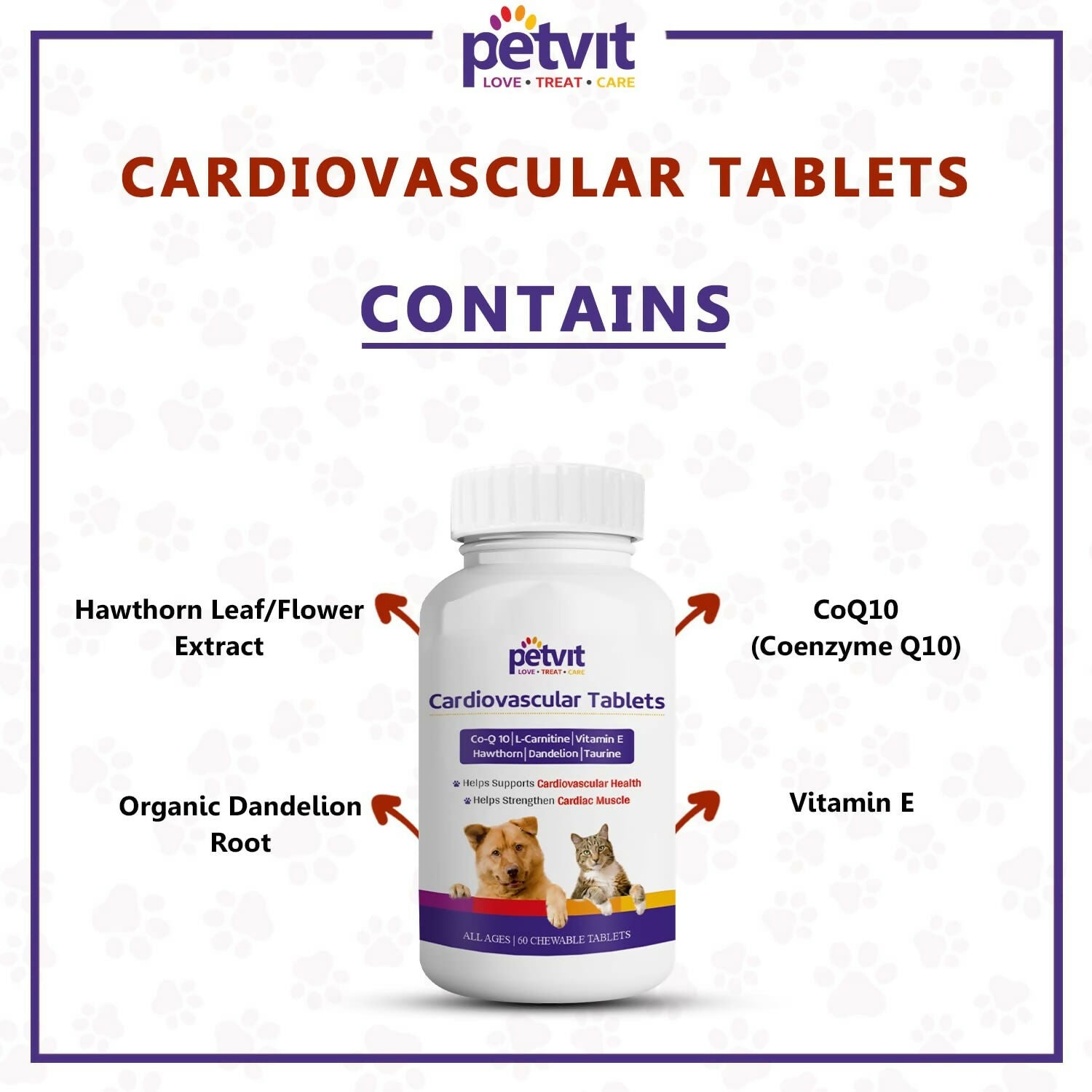 Petvit Cardiovascular Dog Supplement Tablets