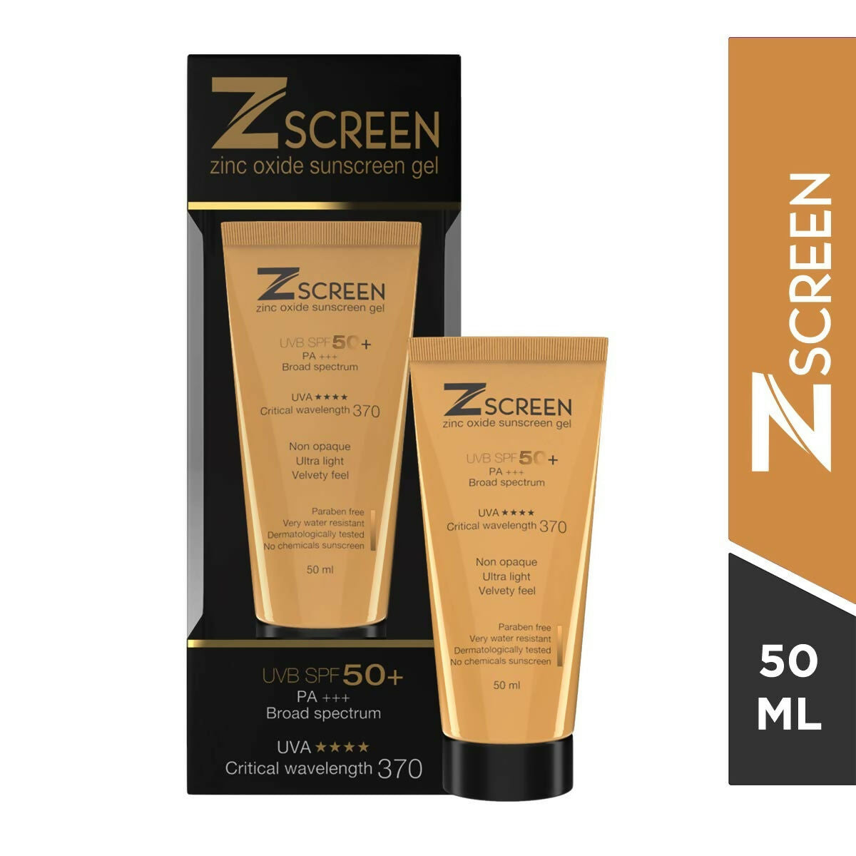 Buy Zscreen Zinc Oxide Sunscreen Gel UVA/UVB Protection SPF 50+ PA
