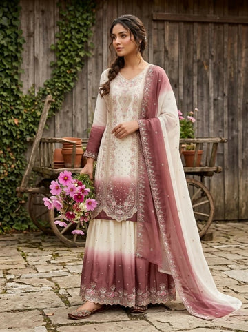 Teeya Creation New Trending Heavy Dual Tone Peding Star Georgette Kurta Set - Dista