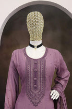 Thumbnail for Teeya Creation Onion Color Heavy Vichitra Silk Embroidery Work Long Gown - Distacart