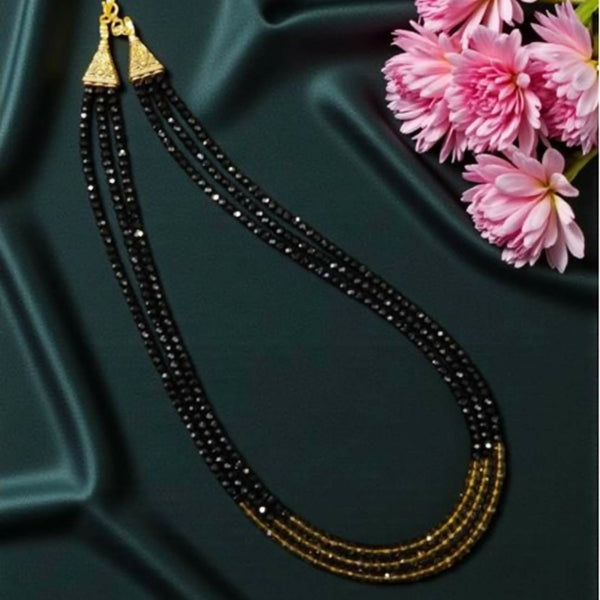 Joban Fashion Women Black Crystal Necklace In 3 Layers, Black And Mustard - Distacart