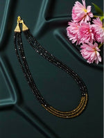 Thumbnail for Joban Fashion Women Black Crystal Necklace In 3 Layers, Black And Mustard - Distacart