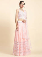 Thumbnail for Jyoti Fashion Dreamy Baby Pink Silk Thread with Paper Mirror & Cut work Lehenga Choli with Dupatta - Distacart