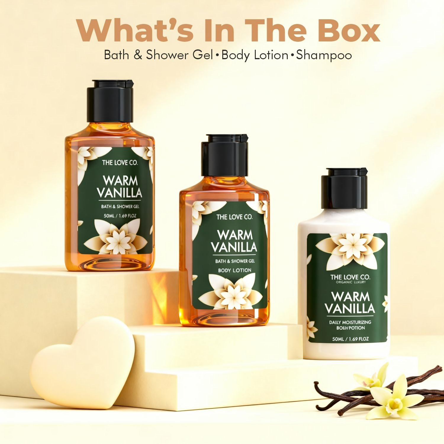 The Love Co. Warm Vanilla Bath & Body Gift Set Kit