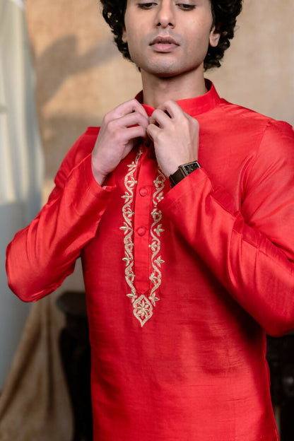 Falling Raw Silk Red Padma Gopala By Hilo Design - Distacart