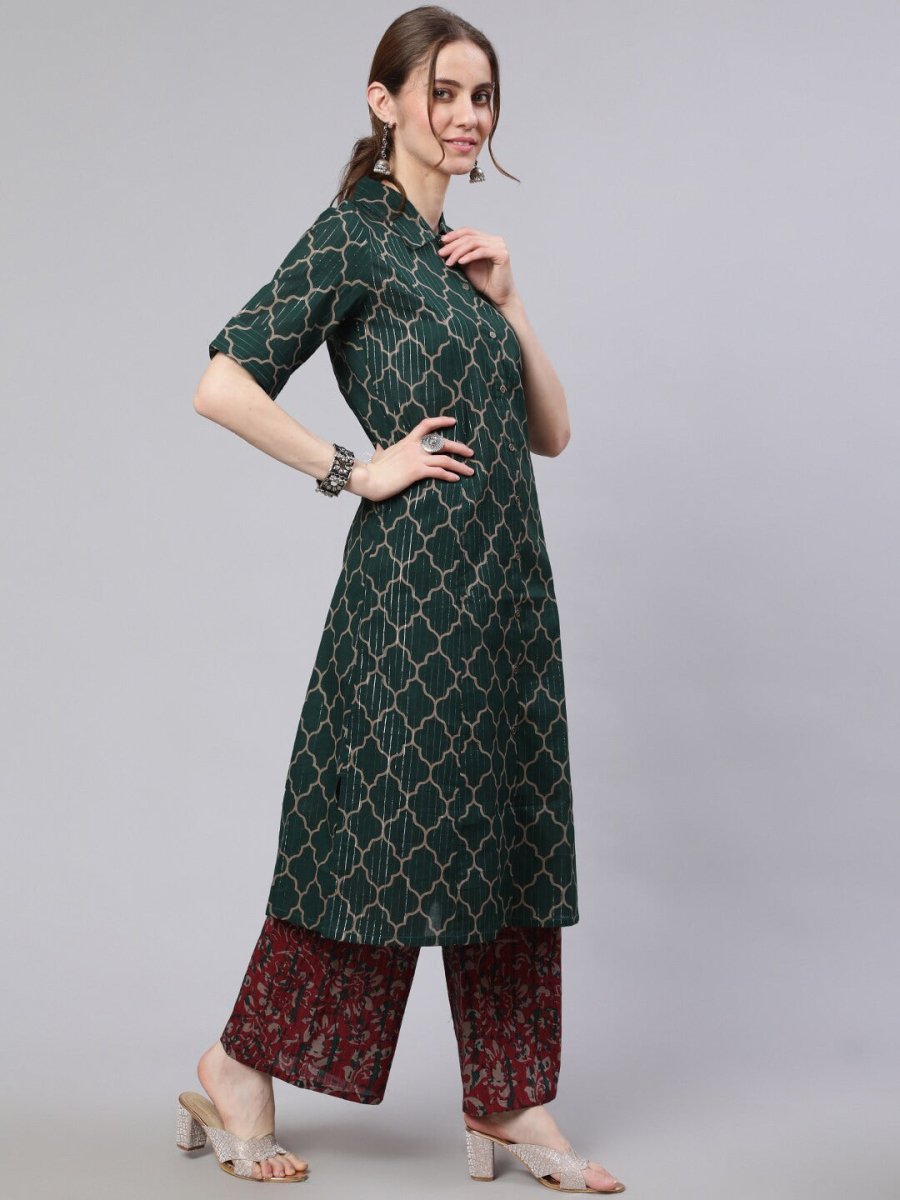 Aks Geometric Printed Pathani Cotton Kurta - Distacart