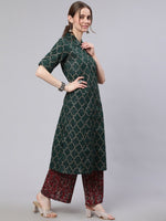 Thumbnail for Aks Geometric Printed Pathani Cotton Kurta - Distacart