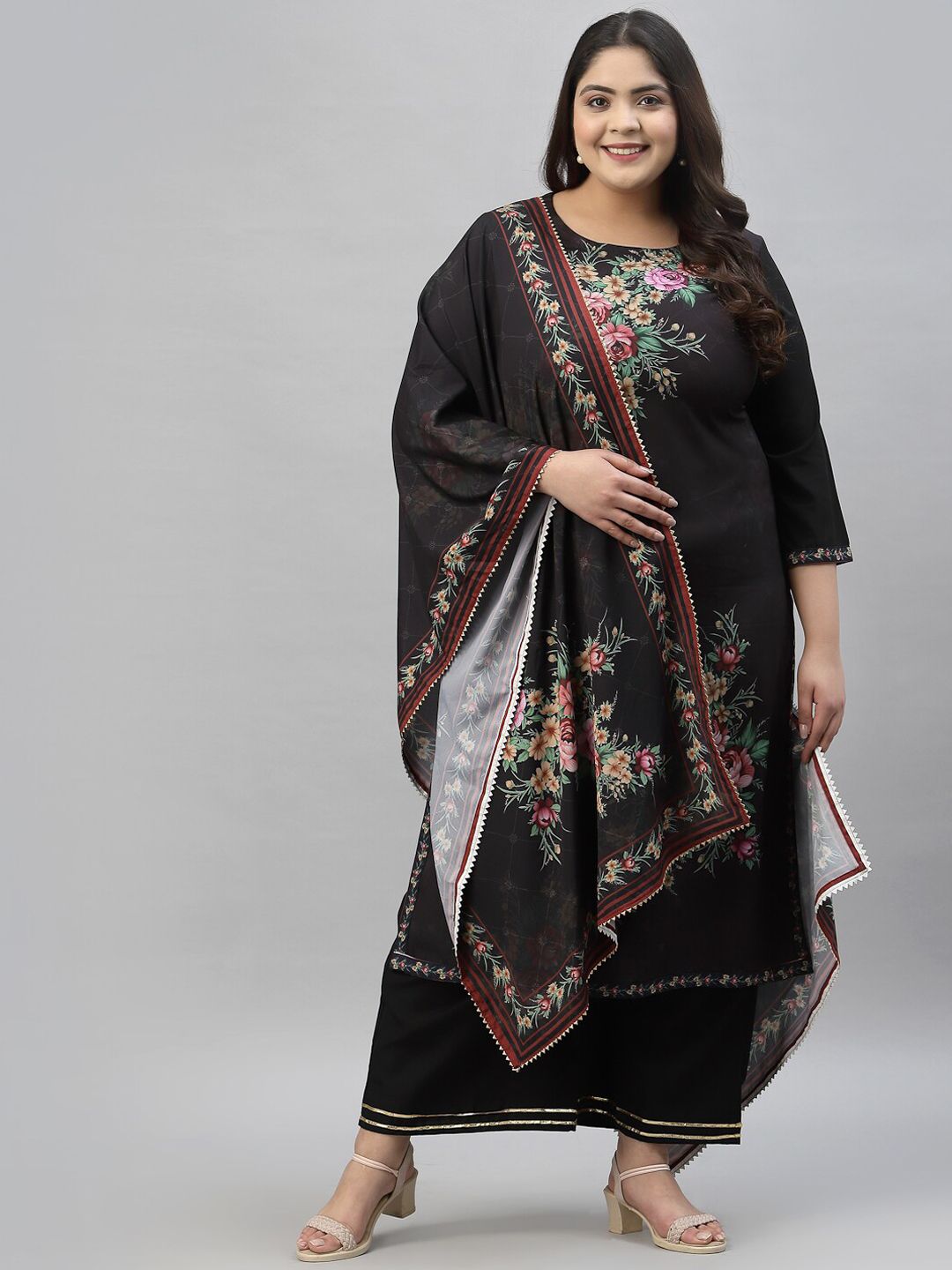 Sztori Floral Printed Regular Kurta With Palazzos & Dupatta - Distacart