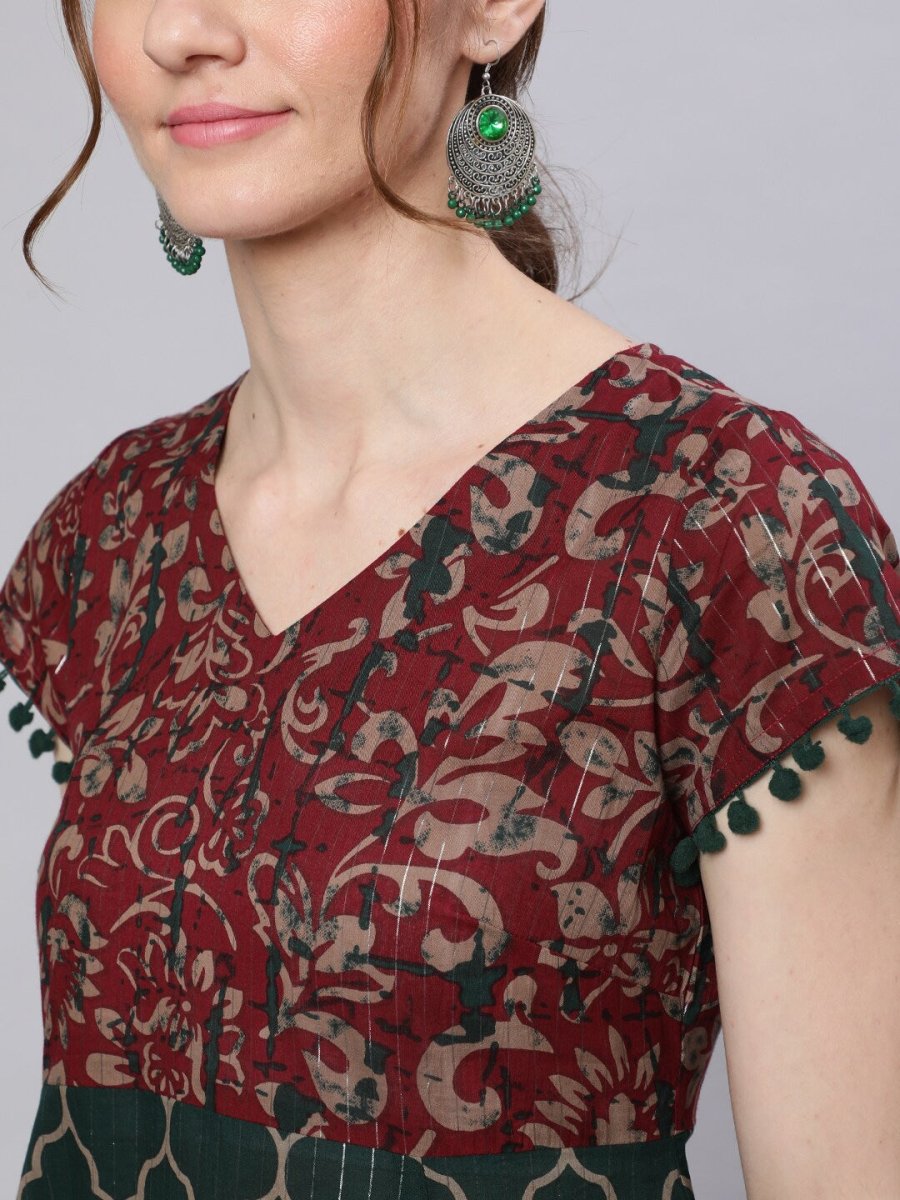 Aks Ethnic Motifs Printed Pure Cotton Anarkali Kurta - Distacart