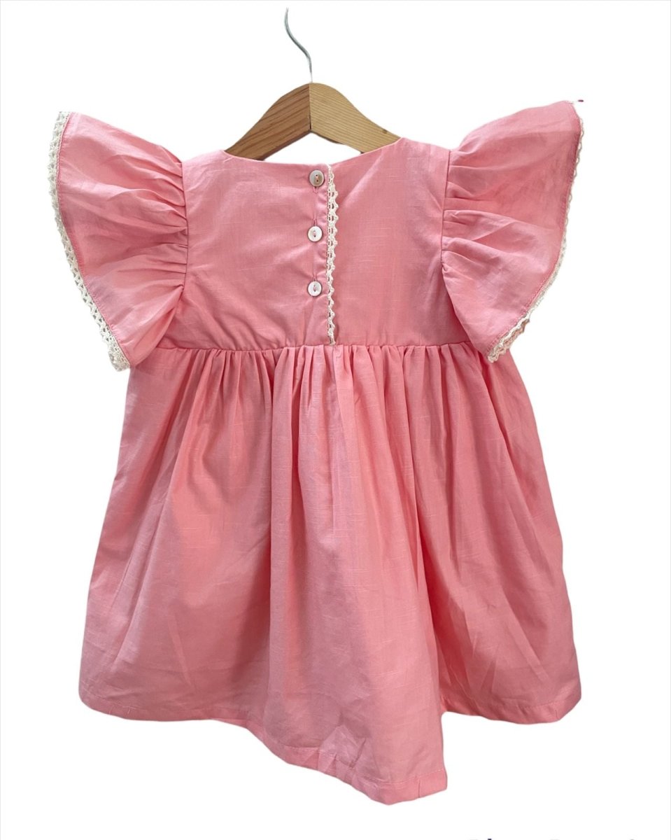 ArthLife Peach Floral Embroidered Dress - Distacart