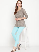 Thumbnail for TAG 7 Pack of 2 Blue & Brown Ankle Length Leggings - Distacart
