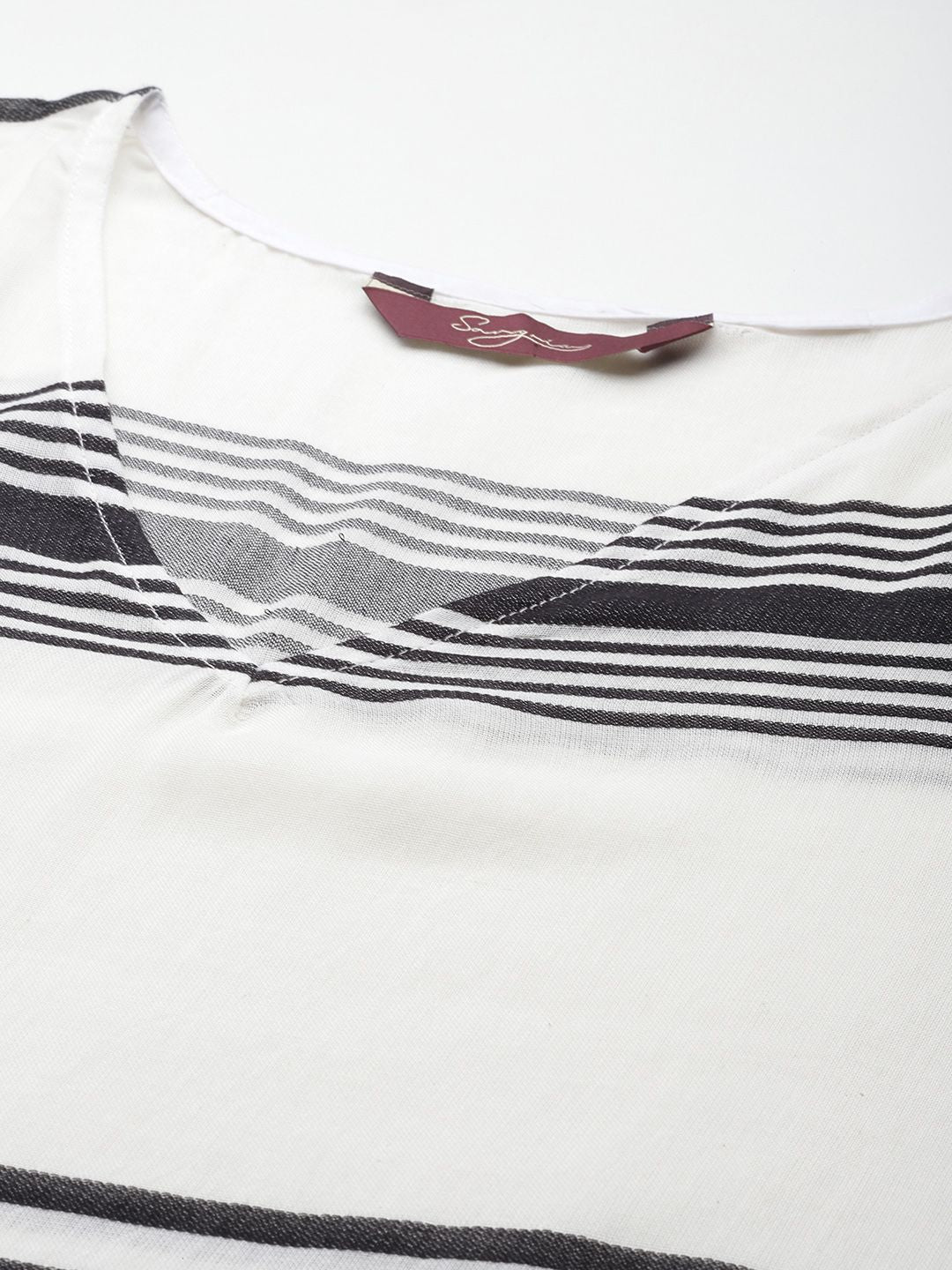 Sangria Striped Flared Sleeves Jacquard Kaftan Kurta - Distacart