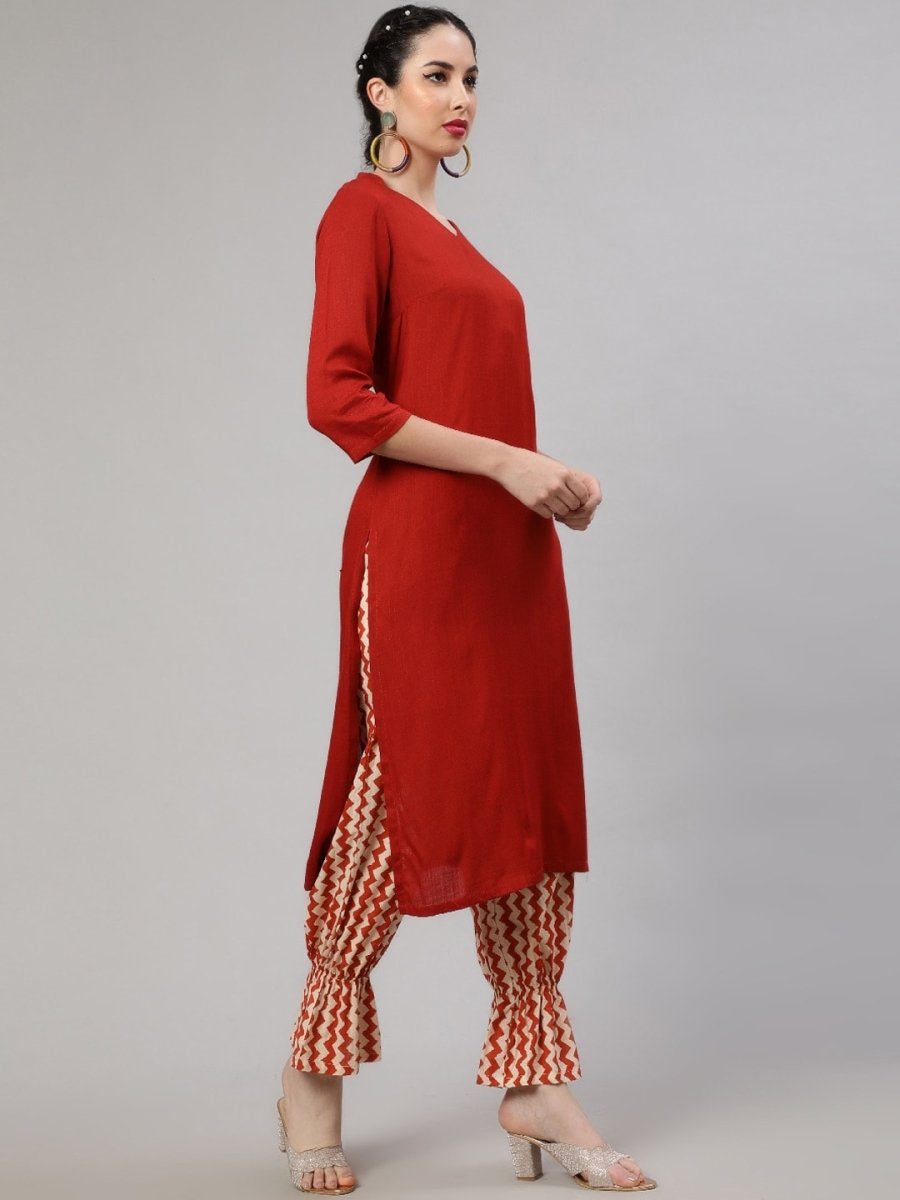 Aks Mandarin Collar Straight Kurta & Trousers - Distacart