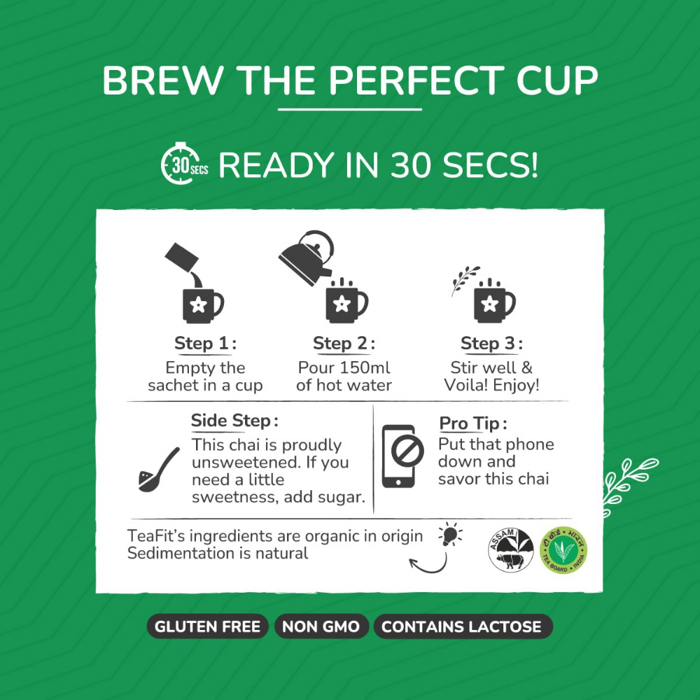 TeaFit Premium Zero Sugar Instant Tea Premix - Masala & Cardamom - Distacart