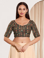 Thumbnail for Joban Fashion Black Viscose Rayon Padded Blouse With Sweetheart Neck Elbow Sleeves - Distacart