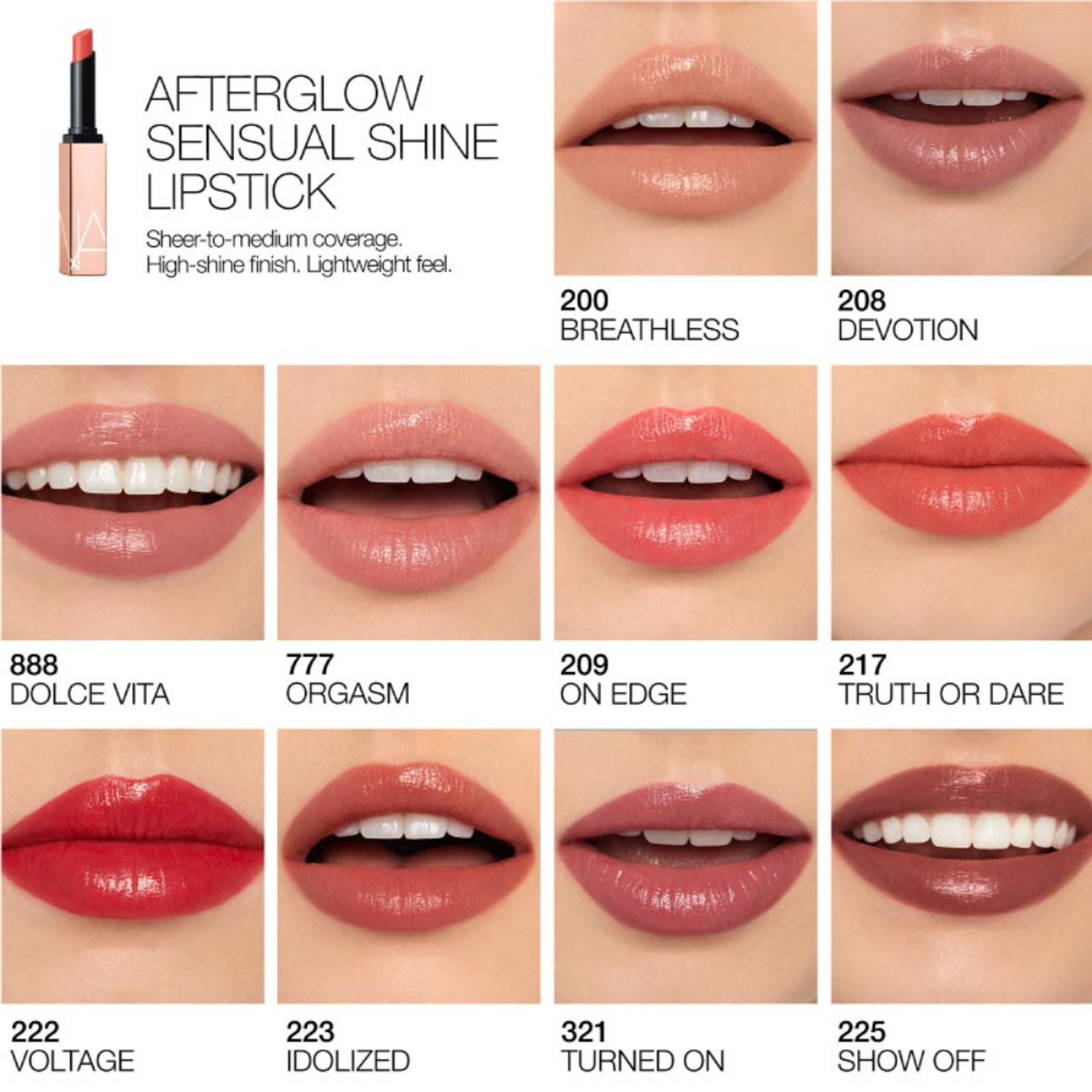 nars afterglow sensual shine lipstick show off