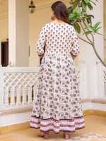 Thumbnail for Anouk Floral Printed Round Neck Anarkali Kurta With Trousers & Dupatta