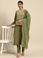 Thumbnail for All About You Ethnic Motifs Yoke Design Regular Kurta with Trousers & With Dupatta - Distacart