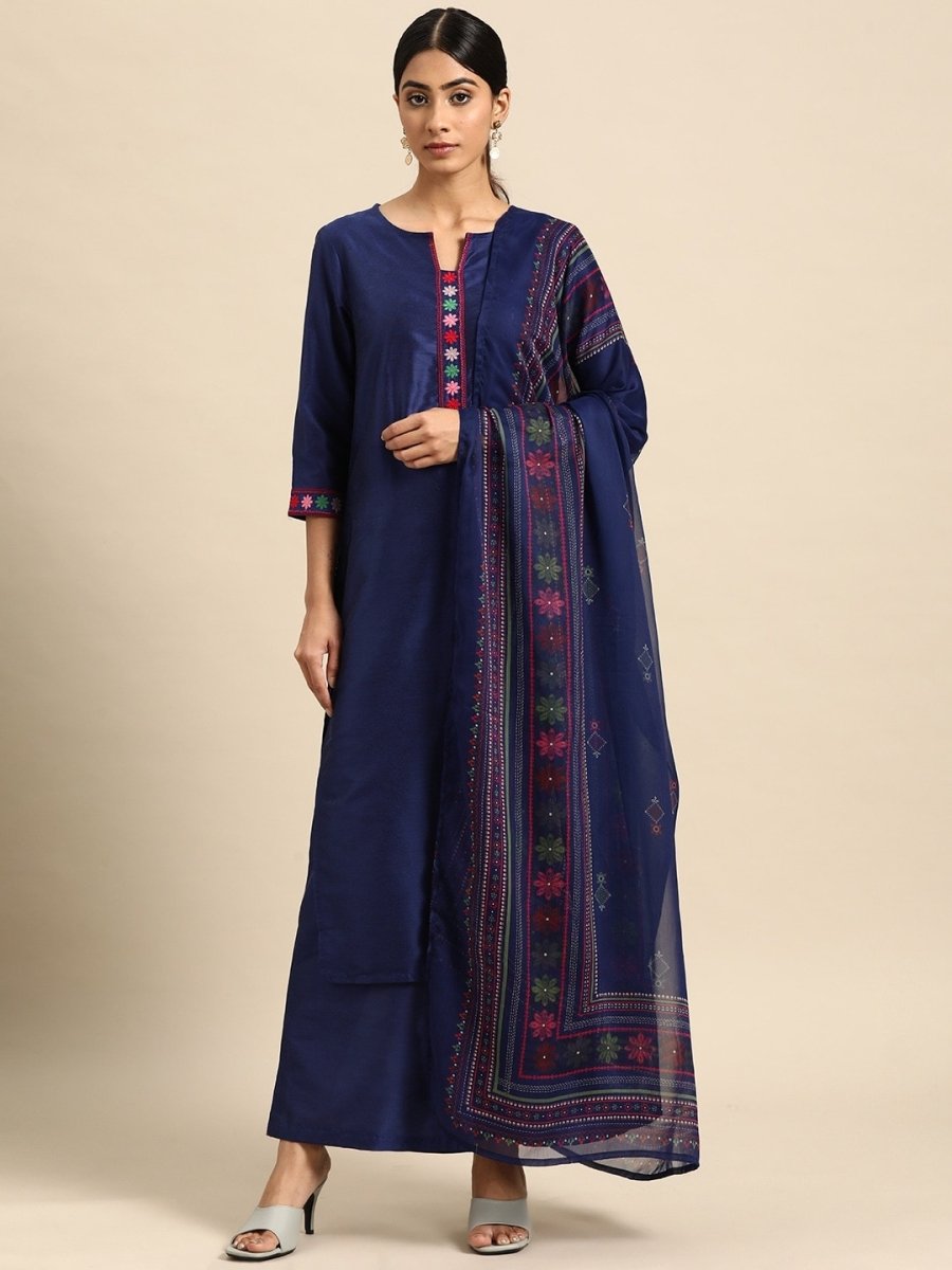 All About You Thread Work Kurta with Palazzos & Dupatta - Distacart