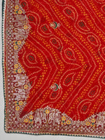 Thumbnail for Anouk Red & White Printed & Embellished Georgette Bandhani Saree - Distacart