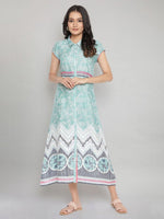 Thumbnail for AURELIA Green Floral Printed A-Line Maxi Dress