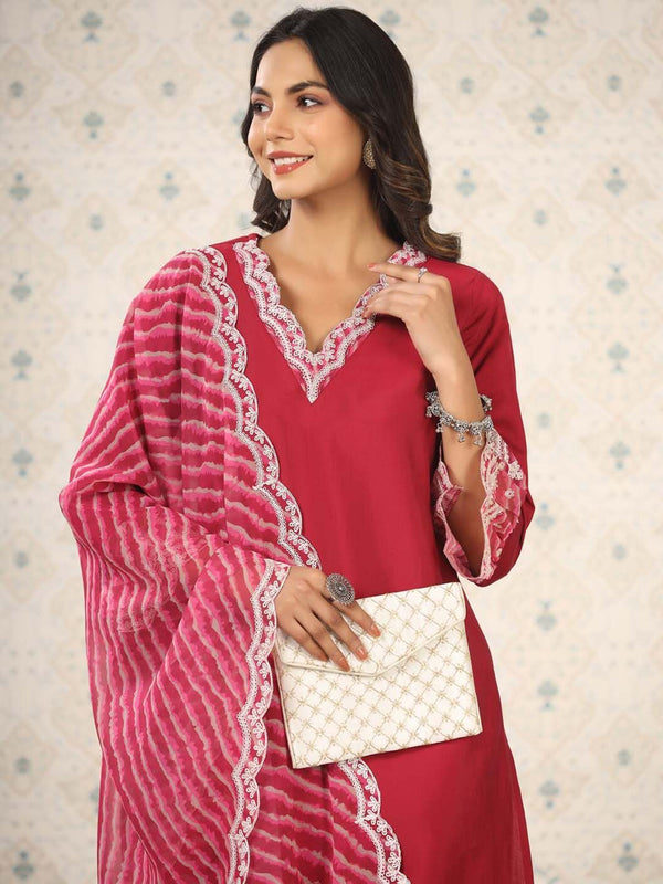 Ode by House of Pataudi Women Ethnic Motifs Yoke Design Regular Thread Work Kurta with Trousers & With - Distacart