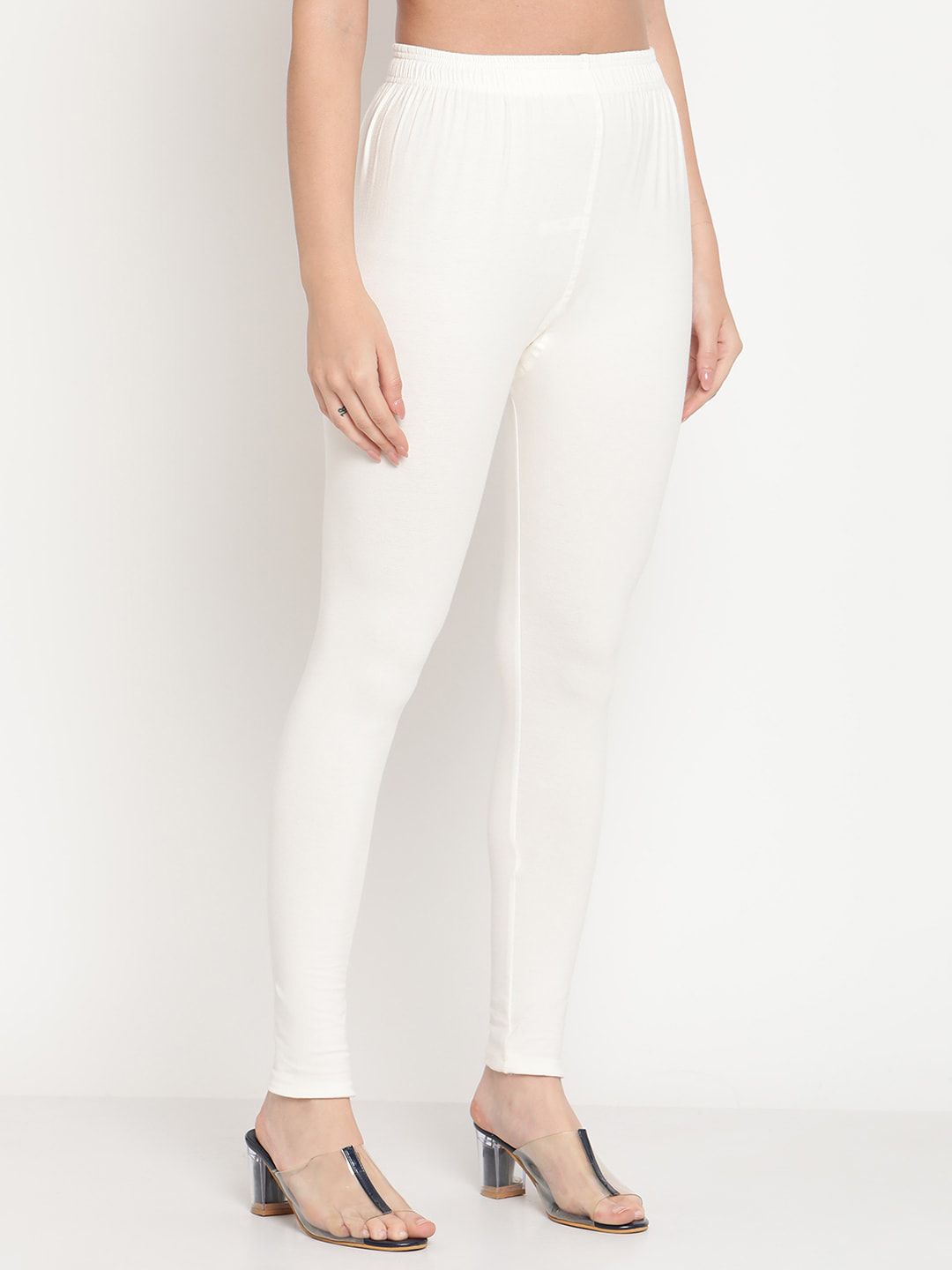 TAG 7 Women Off White Solid Comfort Fit Ankle Length Leggings - Distacart