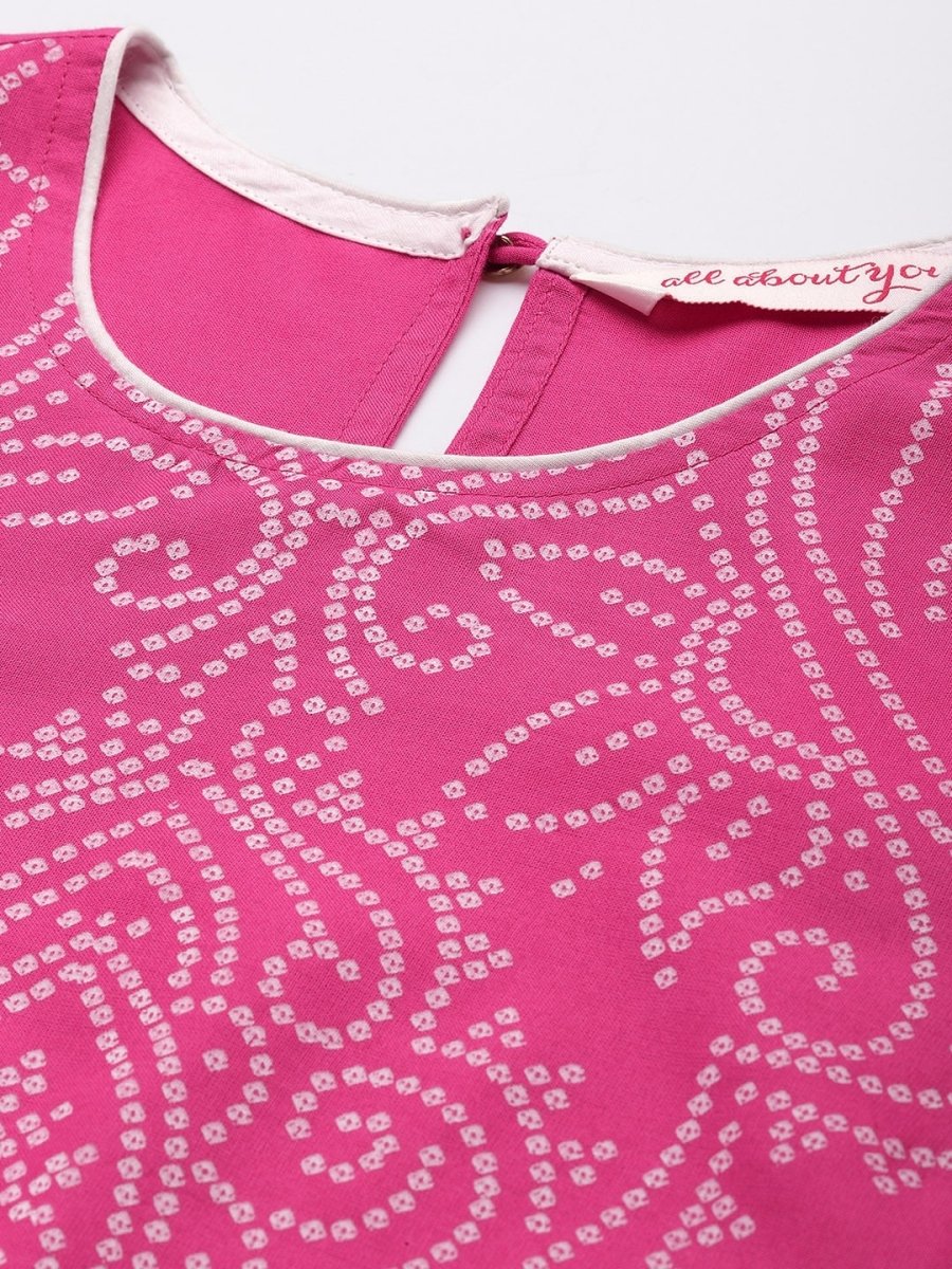 All About You Women Pink Printed Kurta with Trousers - Distacart