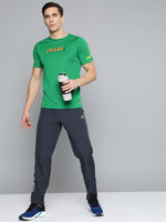 Thumbnail for Alcis Men Green & Yellow Typography Printed Slim Fit Running T-shirt - Distacart