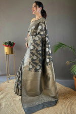 Thumbnail for Preksha Creation Banarasi Soft Silk Women Grey Saree - Distacart