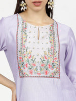 Thumbnail for Vishudh Women Blue & Beige Floral Yoke Design Empire Kurta with Palazzos & With Dupatta