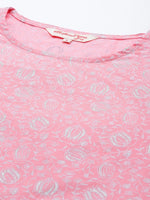 Thumbnail for All About You Women Pink Ethnic Motifs Printed Pure Cotton Kurta with Trousers - Distacart