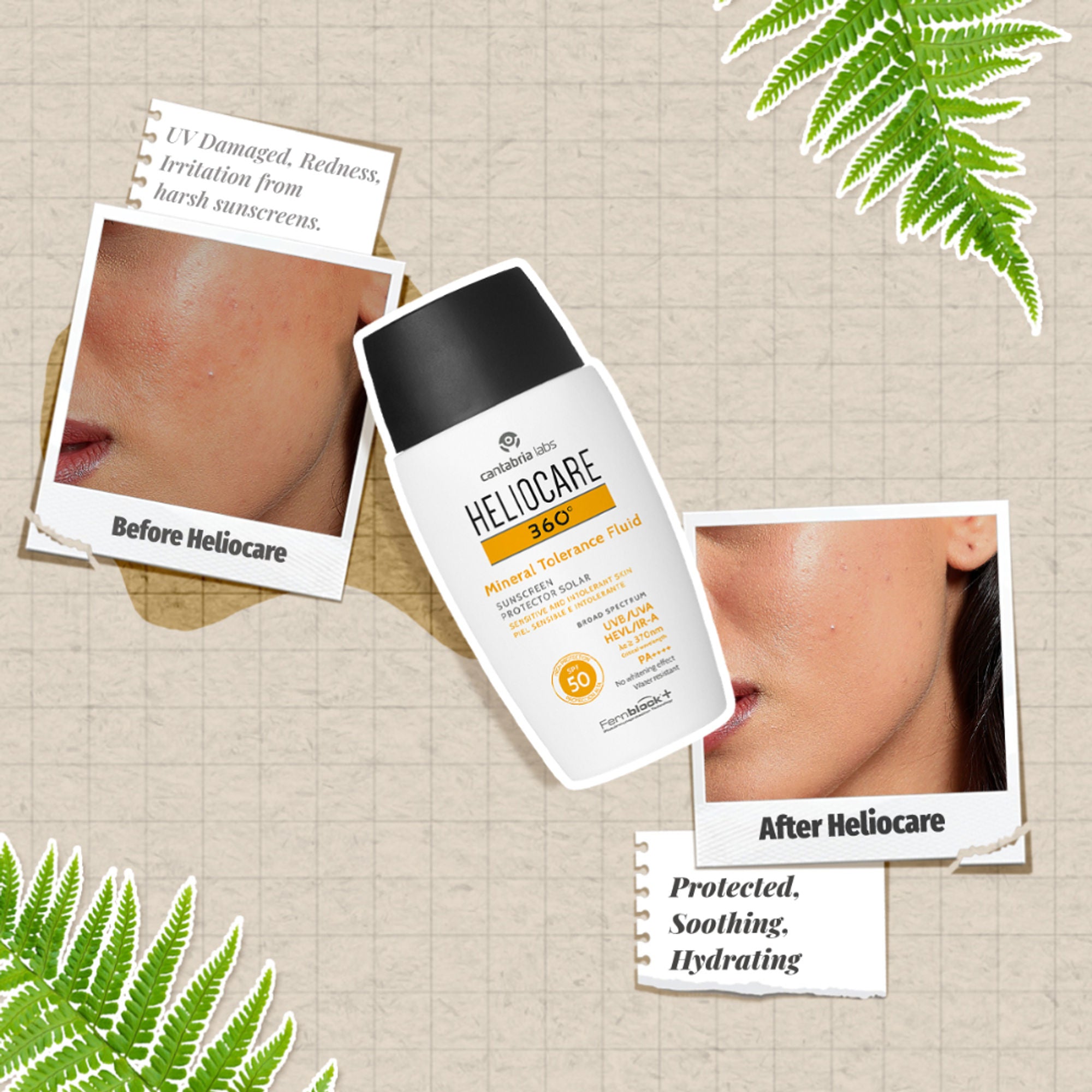 Heliocare Mineral Tolerance Fluid Sunscreen SPF 50 Pa++++ 100% Mineral, Vit C & E Sensitive Skin - Distacart