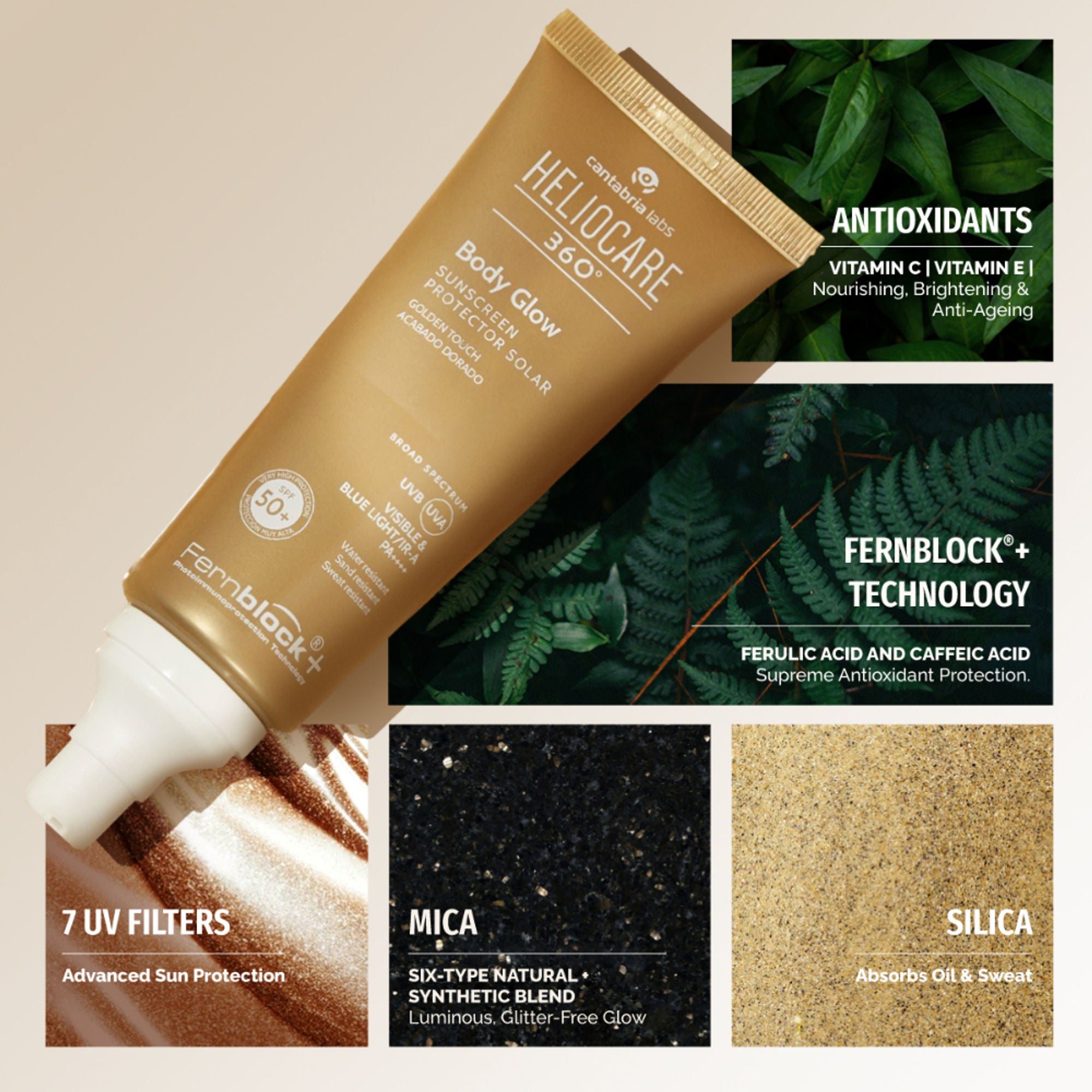 Heliocare 360 Body Glow SPF 50+ Body Sunscreen - Distacart