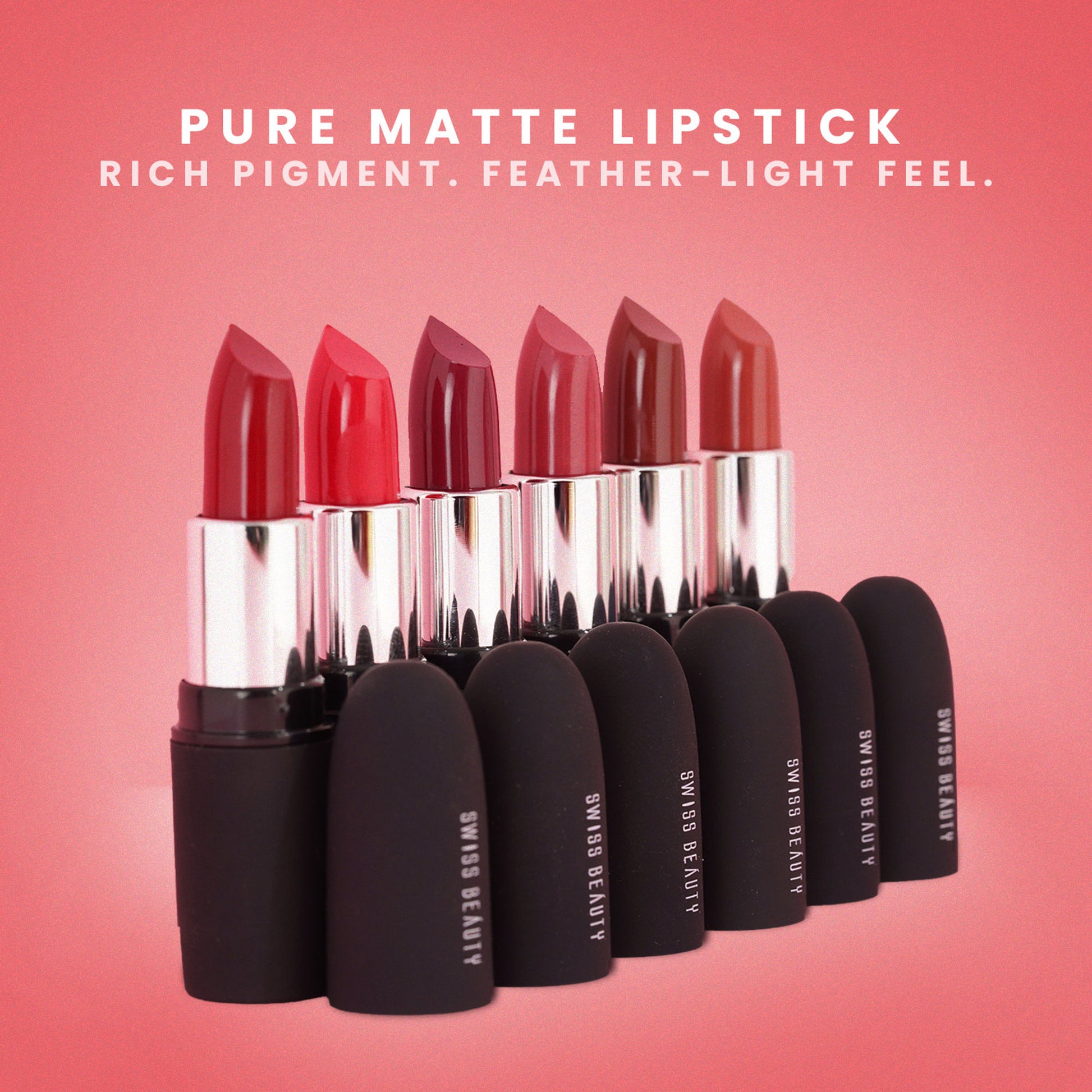 Swiss Beauty Pure Matte Lipstick , Non-Drying, Smooth Glide, Long Lasting - 206 Coral Red - Distacart