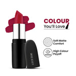 Thumbnail for Swiss Beauty Pure Matte Lipstick , Non-Drying, Smooth Glide, Long Lasting - 224 Red Wine