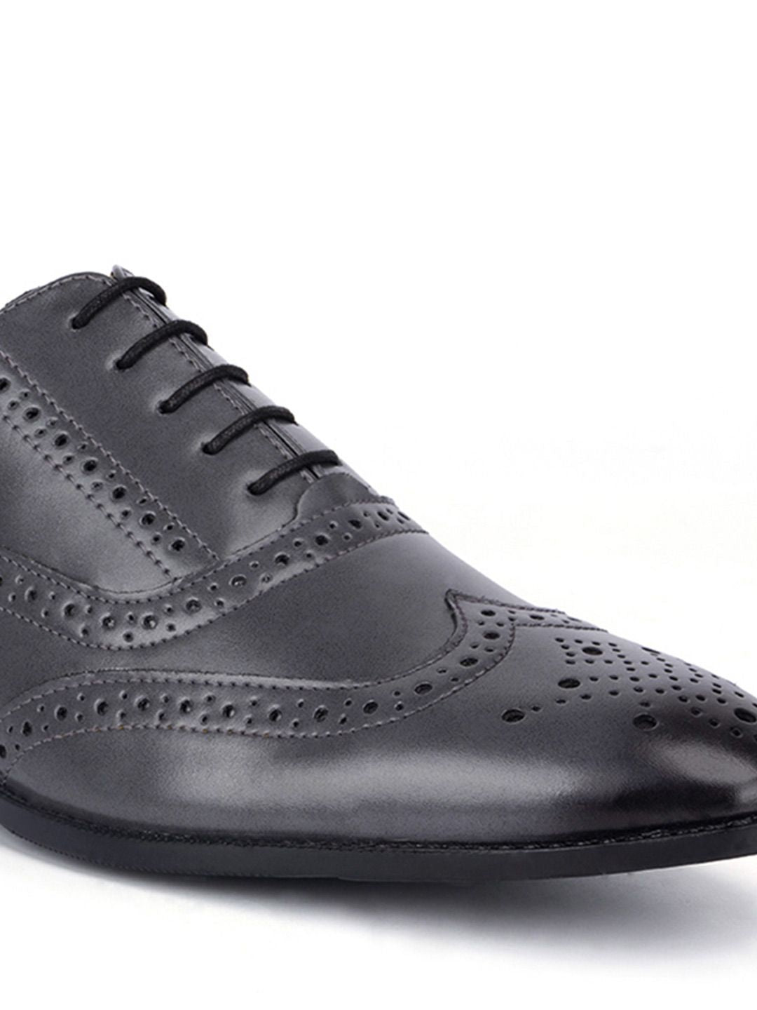 LOUIS STITCH Men Textured Formal Lace Up Brogue Shoes