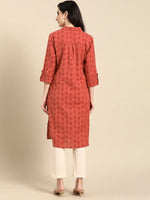 Thumbnail for All About You Women Red Cotton Ethnic Motifs Printed Pathani Kurta - Distacart
