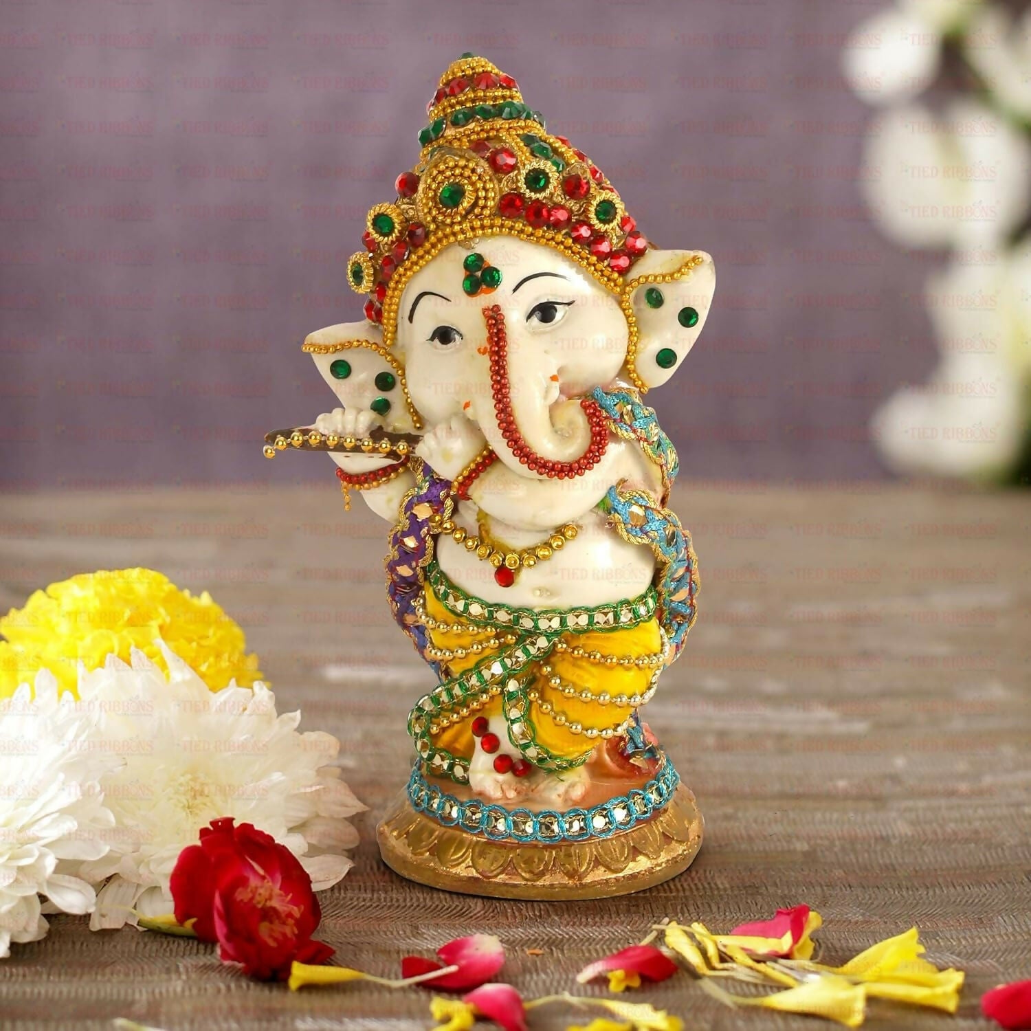 Tied Ribbons Decorative Murli Ganesh Idol - Distacart