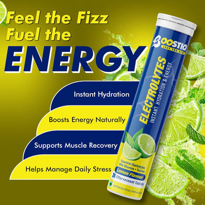 BOOSTIQ Electrolytes Effervescent Tablets - Lemon Flavour - Distacart