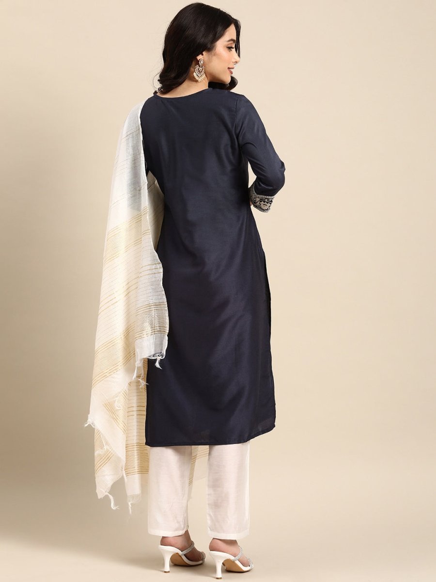 All About You Women Ethnic Motifs Embroidered Kurta With Trousers & With Dupatta - Distacart