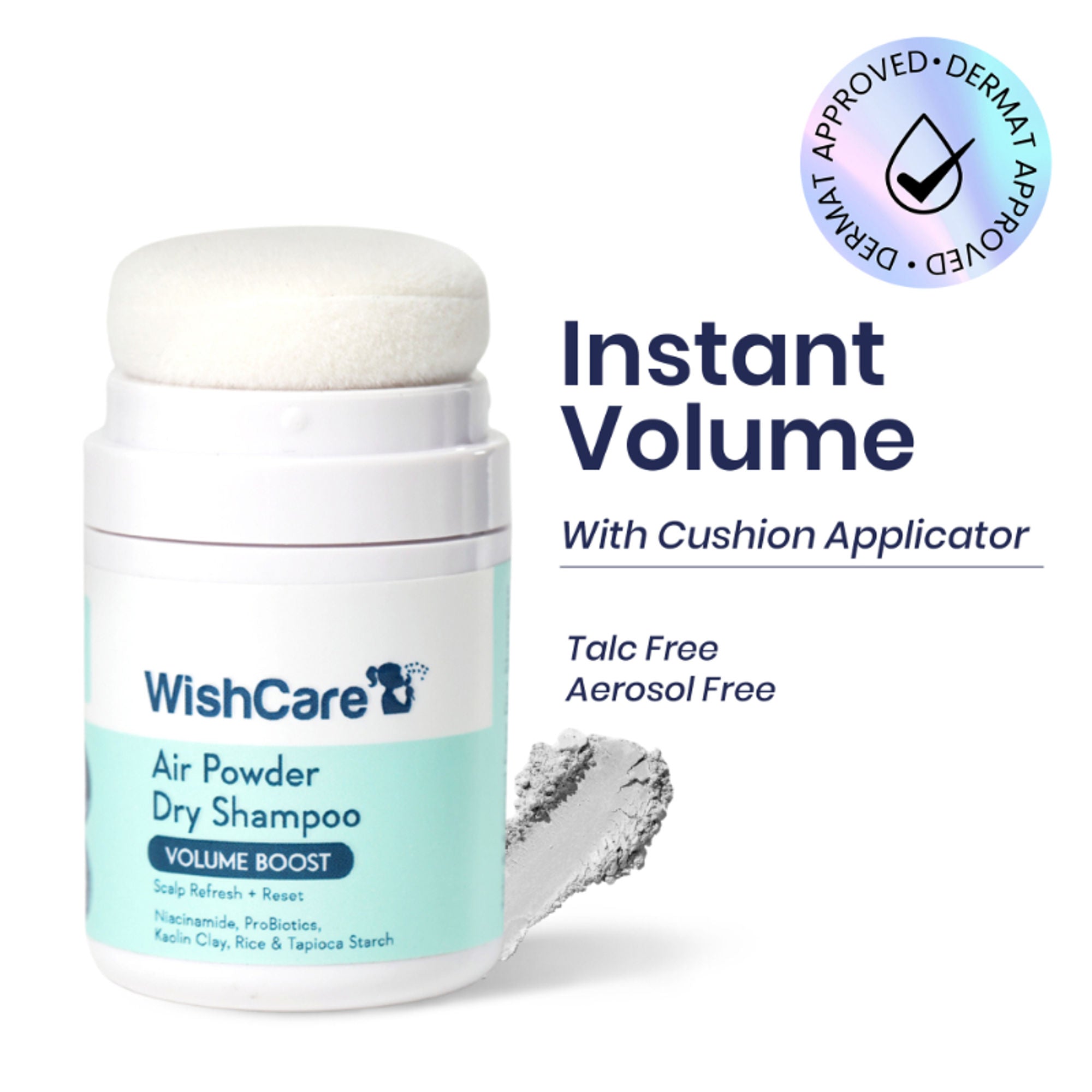 Wishcare Air Powder Dry Shampoo for Oily Hair & Scalp - No White Cast & Aerosol - Volume Boost