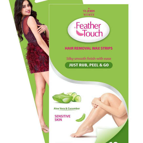 VI-JOHN Feather Touch Cucumber & Alevera Hair Removal Wax Strips for Dry Skin Praraben & Sulphate Free