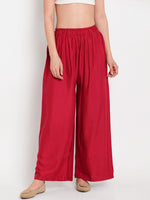 Thumbnail for TAG 7 Women Navy Blue & Maroon Set of 2 Flared Ethnic Palazzos