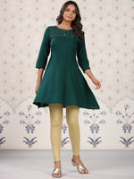 Thumbnail for Ode by House of Pataudi Floral Yoke Design Thread Work Kurta - Distacart