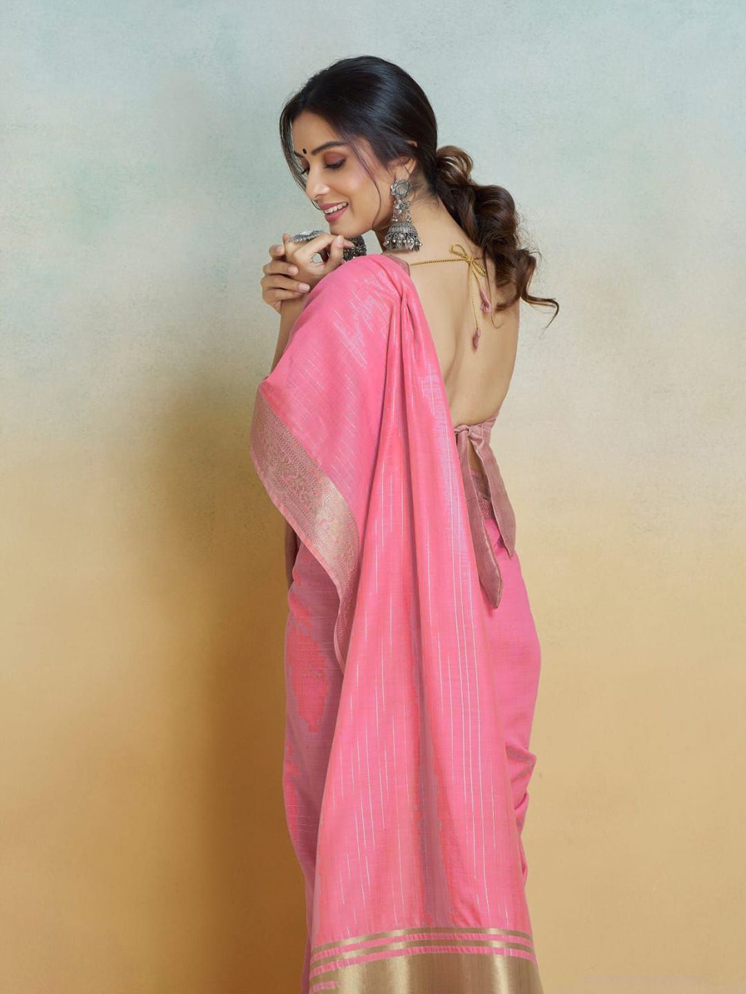 Mitera Zari Pure Cotton Chanderi Saree - Distacart