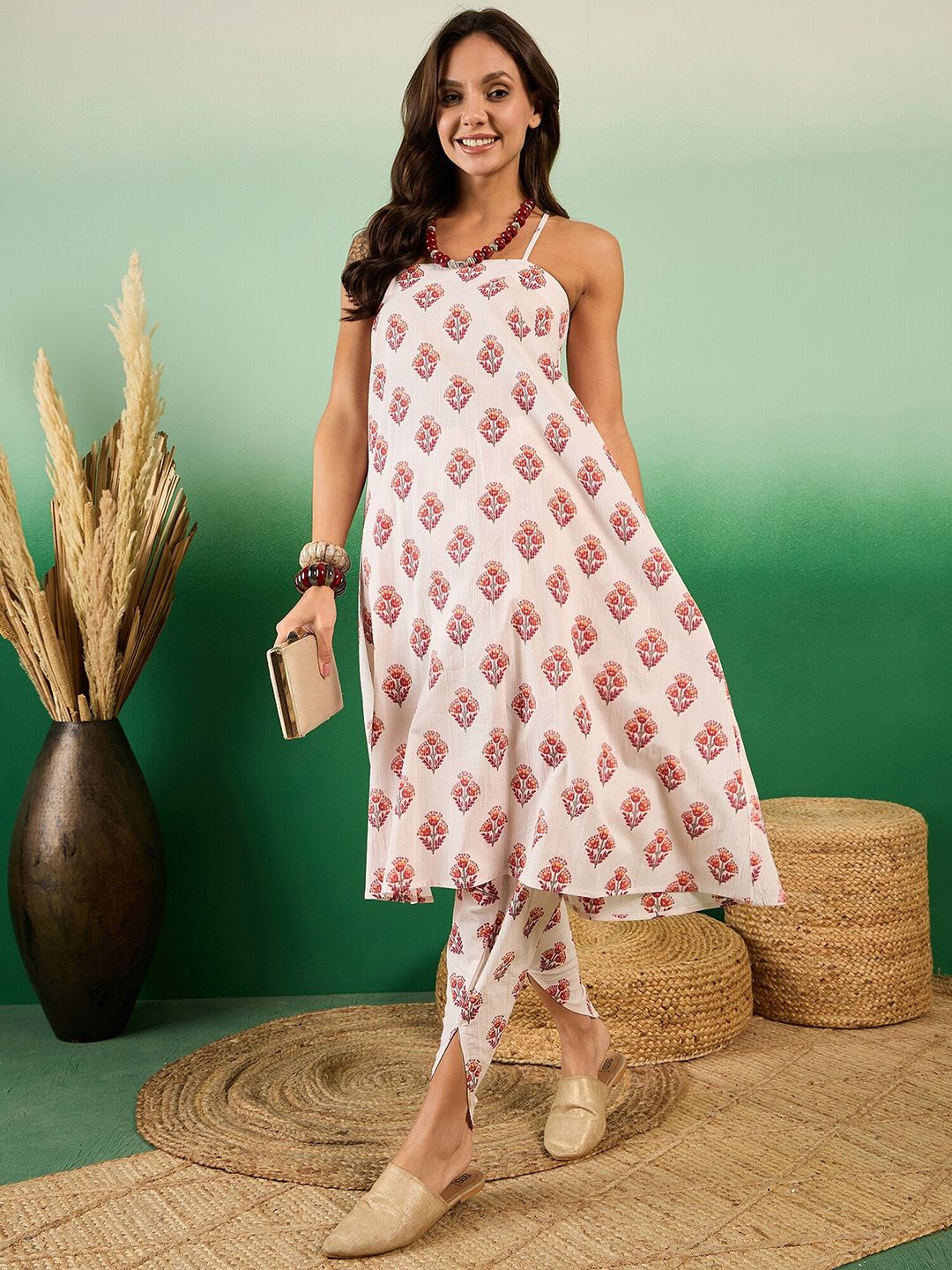 Sangria Printed Pure Cotton Kurta With Dhoti Pants - Distacart