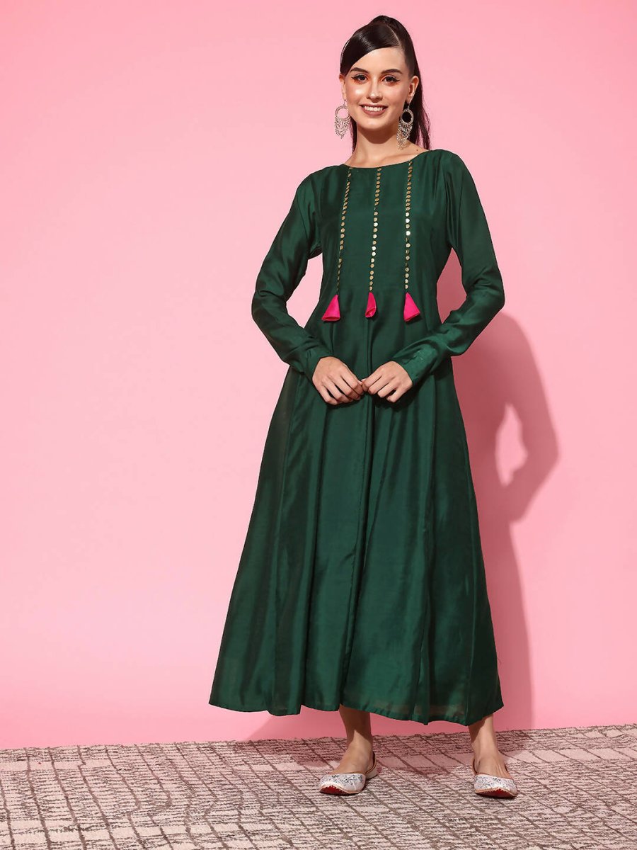 Ahalyaa Women's Traditional wear Ethnic Dress - Green - Distacart