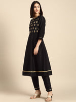 Thumbnail for All About You Women Black Printed Regular Kurta with Trousers & With Dupatta - Distacart