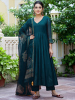 Thumbnail for Kalini Empire Anarkali Kurta With Trousers & Dupatta - Distacart